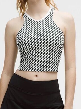 Lululemon Cropped V-Neck Tennis Tank Checkerboard Size 10